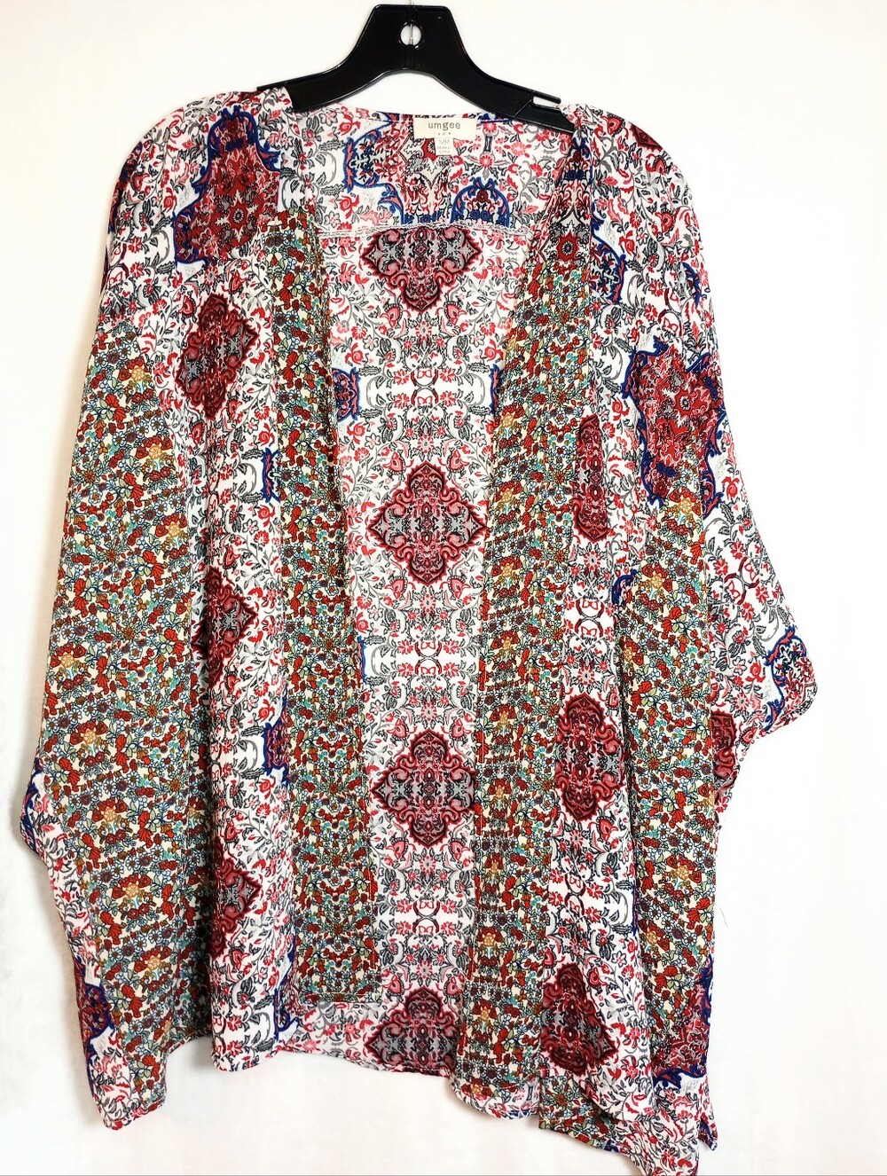 Bohemian Chic Sheer Botanical Lagenlook Kimono Earthy Cottage Core Cardigan S/M